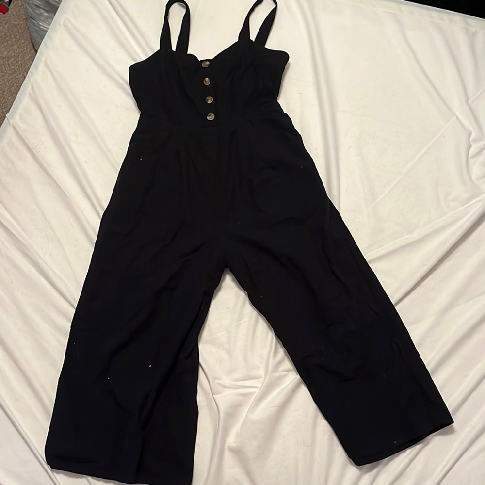 Black American eagle romper with buttons
